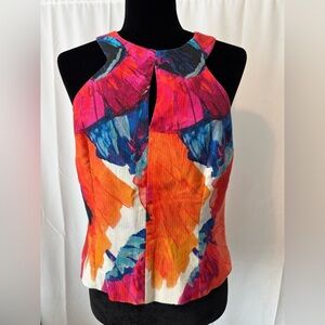 Trina Turk Katy Poppy Floral Multi-Color Halter Top Women's Size Medium